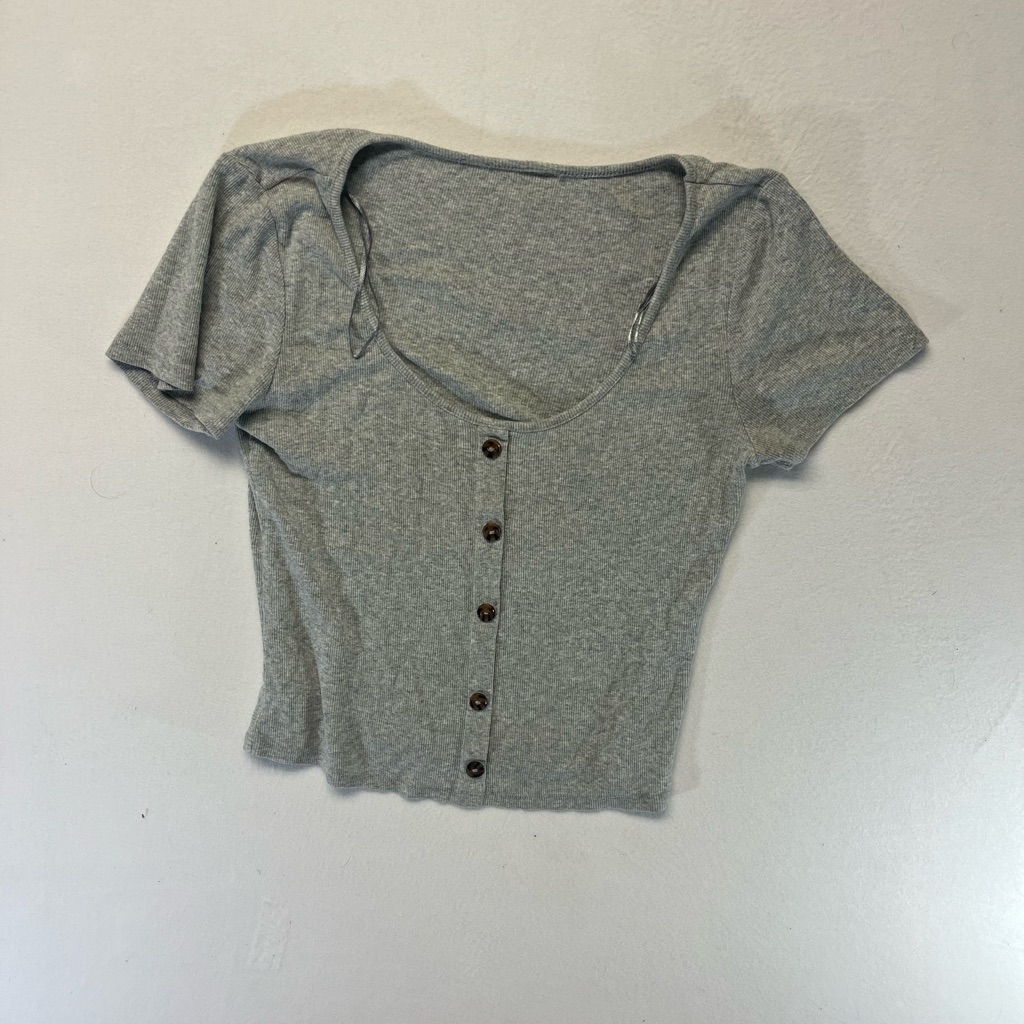 Elegant Gray Women's Button-Down Shirt